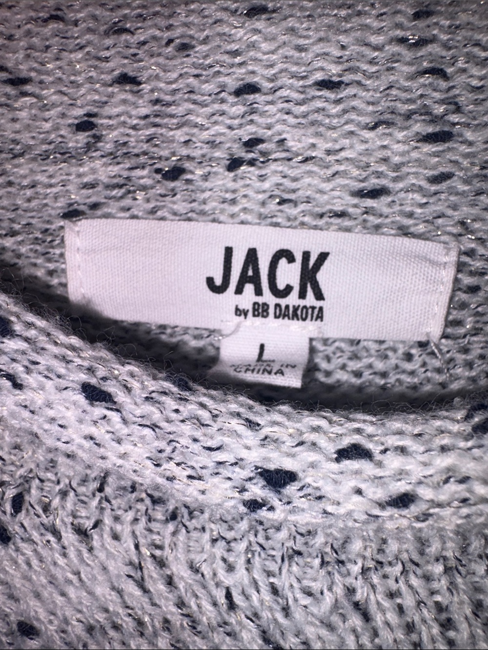 Womens Speckled Crewneck Sweater - Light Gray - Picture 2 of 3